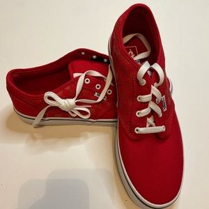 Vans Era all red with checkerboard mens 7/women’s 8.5